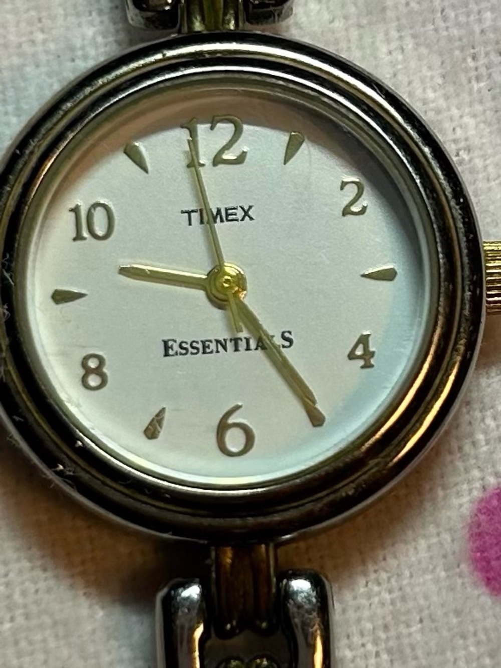 Timex Silver Watch with Gold Accents